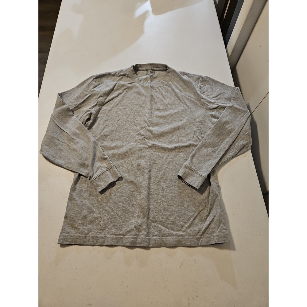 LL Bean Traditional Fit Long Sleeve‎ T Shirt Gray Small REG Cotton Men (A1102)
